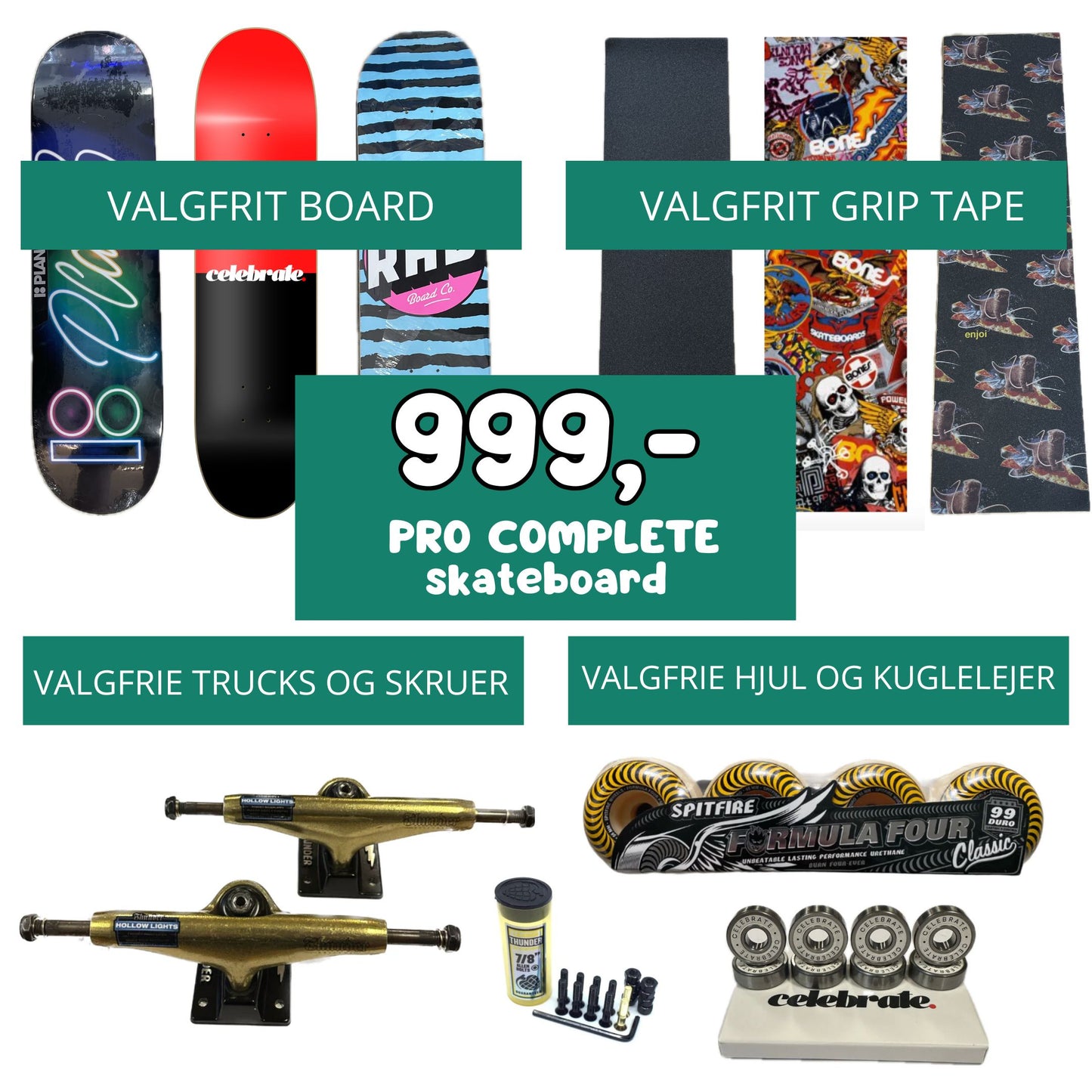 PRO complete skateboard (sammensæt selv dit skateboard)