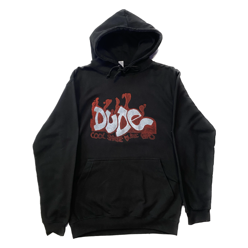 "DUDE" Hoodie - Sort Str. S
