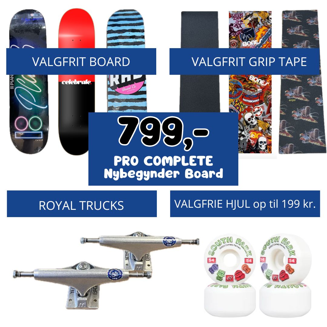 PRO complete nybegynder skateboard (vælg board, hjul og griptape)