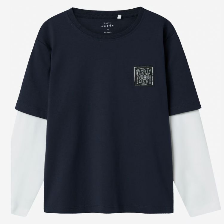 Longsleeve tee - blå/hvid str. 122-128 (kids)