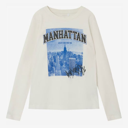 'Manhatten' longsleeve t-shirt - hvid (kids)