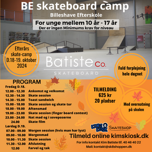 Batiste Co. Skateboard - BE Efterårs skateboard camp  D.18-19. oktober 2024