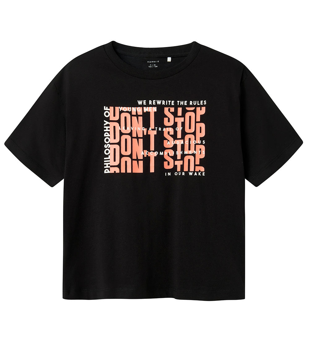 Don't Stop t-shirt - str. 128 sort (kids)