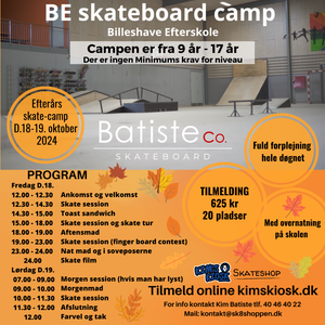 Batiste Co. Skateboard - BE Efterårs skateboard camp d. 18-19. oktober 2024