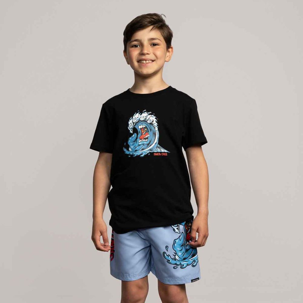 Santa Cruz t-shirt "Screaming Wave" - sort str. 8-10 år (kids)