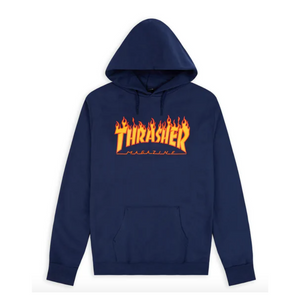 Thrasher "Flame Hood" blå hoodie