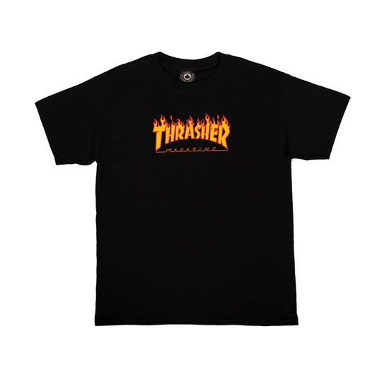 Thrasher Flame t-shirt - sort str. 6-8 år (kids)